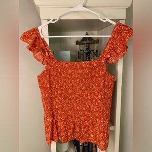 Madewell Lucie Smocked Peplum Top in Piazza Floral Size 12